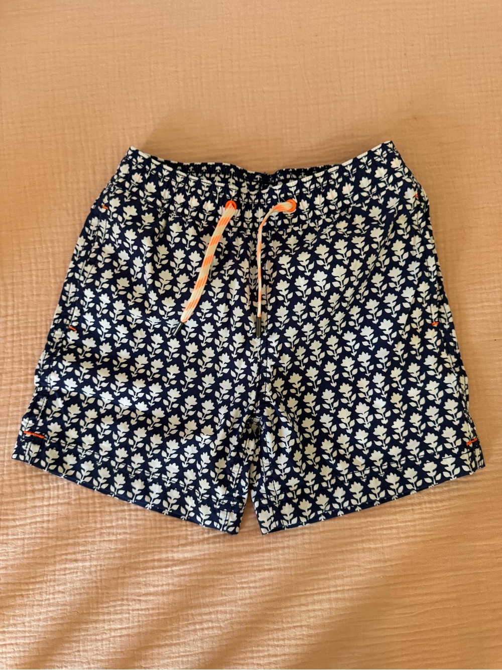 J. Crew Navy Floral Kids Swim Trunks